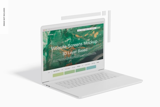 Laptop website mockup, perspectief