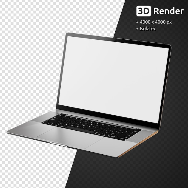 Laptop with blank screen isolated