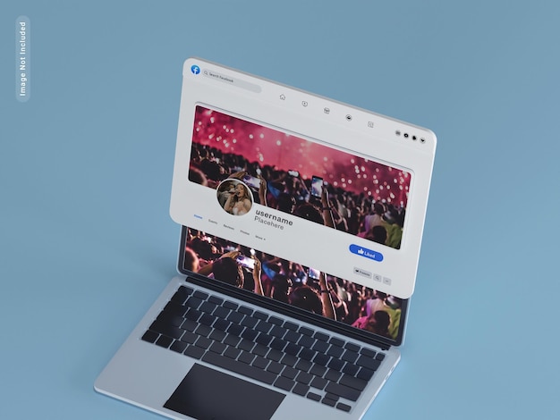 Laptop with facebook cover page mockup
