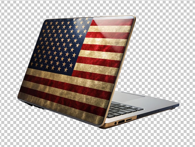 PSD laptop with flag