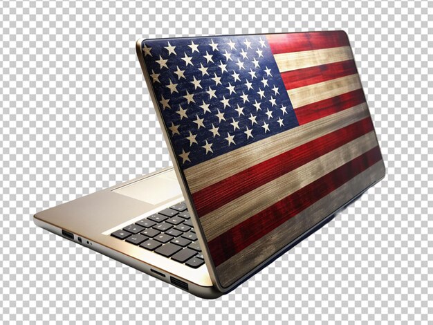 PSD laptop with flag