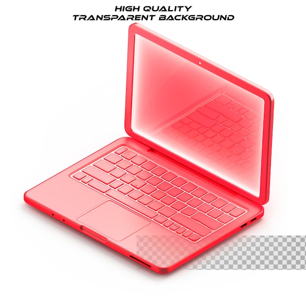 PSD a laptop with a green screen on transparent background