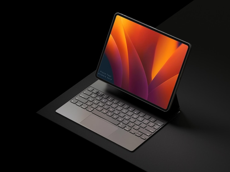 PSD a laptop with mockup design