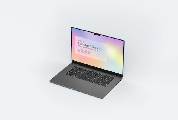 PSD a laptop with a rainbow screen that says'microsoft'on it