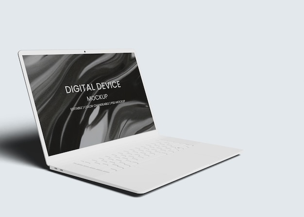 A laptop with a screen that says digital device mockup.