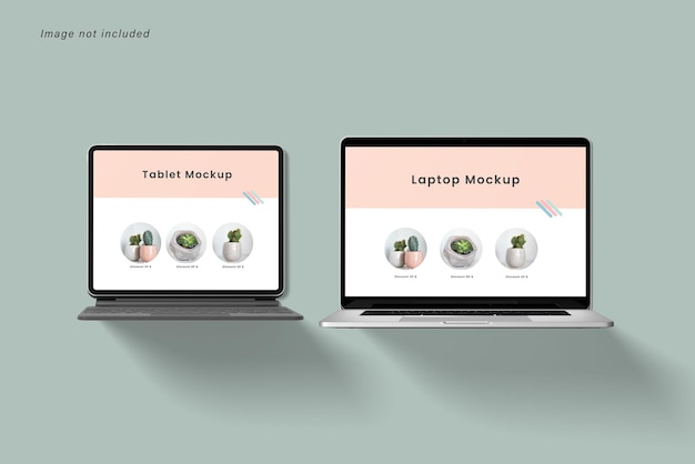 PSD laptop with tablet mockups