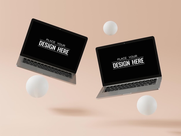 PSD laptop on workspace mockup