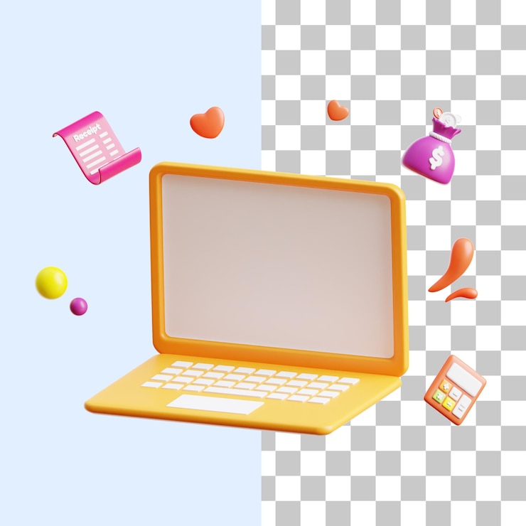 PSD laptop z e-commerce ikonami