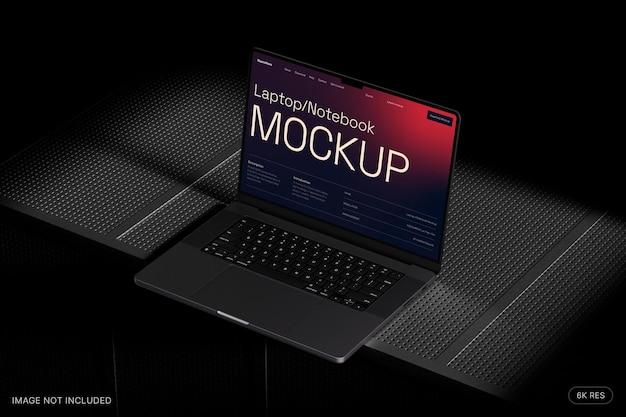 Laptopmockup op metalen stippenbasis