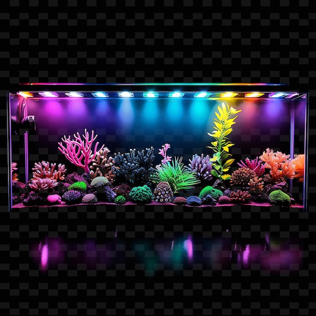 PSD a large aquarium with a colorful underwater scene and a colorful coral