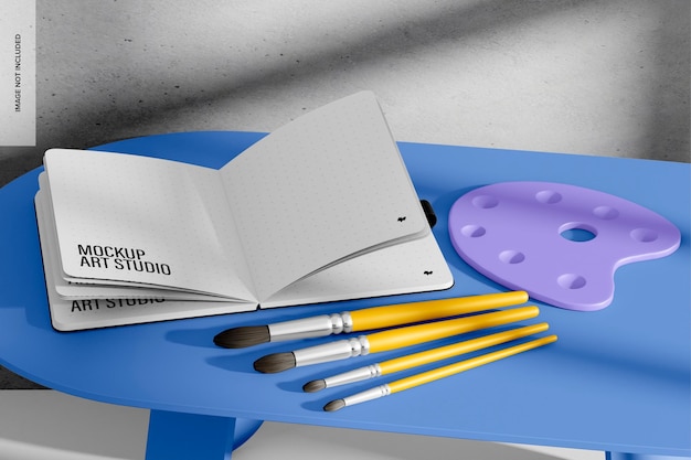 PSD large art book mockup, perspective