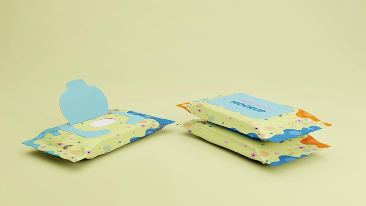 PSD large baby wipes mockup template psd
