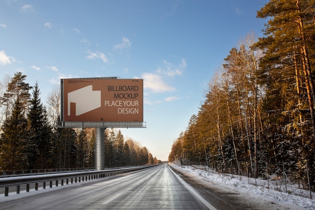 PSD large billboard mockup next to the road