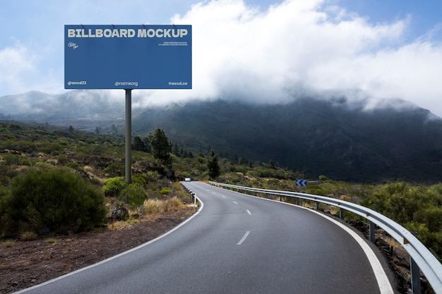 PSD large billboard mockup next to the road