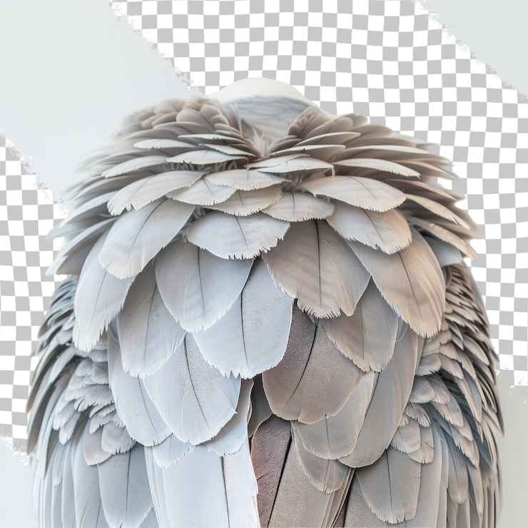 PSD a large bird with a white background with a black and white square in the middle