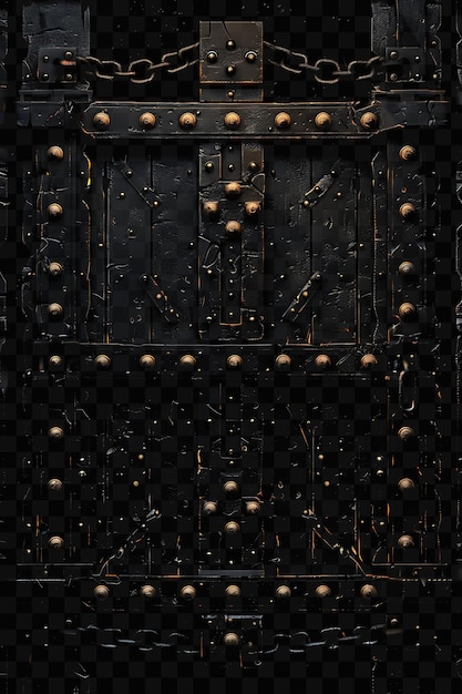 Una grande porta nera con manopole e chiavi d'oro