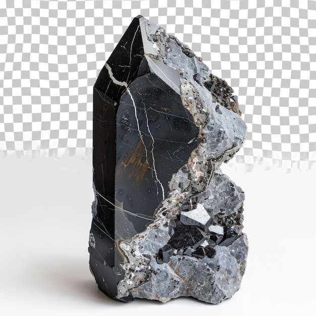 PSD a large black stone with a broken piece of black lava on it