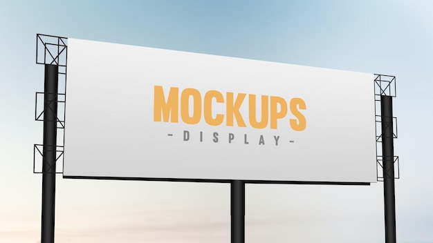 PSD large blank billboard banner promotion with sky mockup