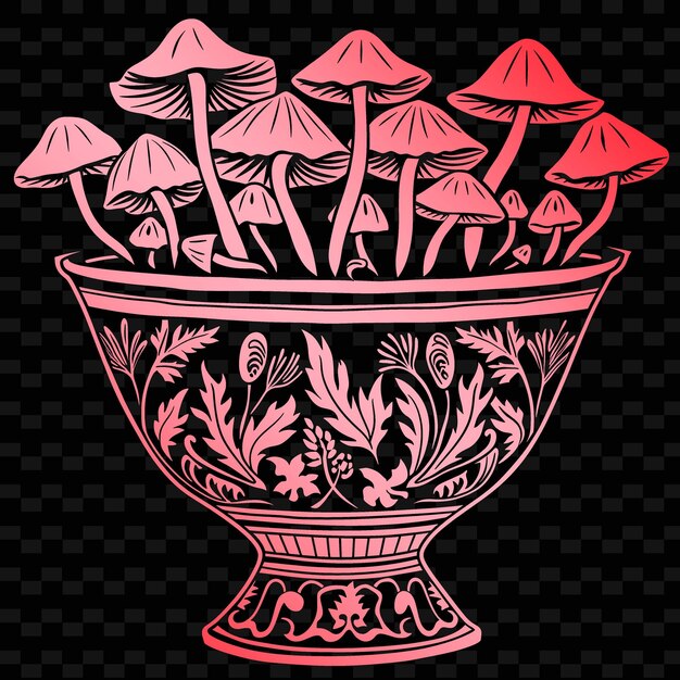 PSD a large bowl of mushrooms with a design on the bottom