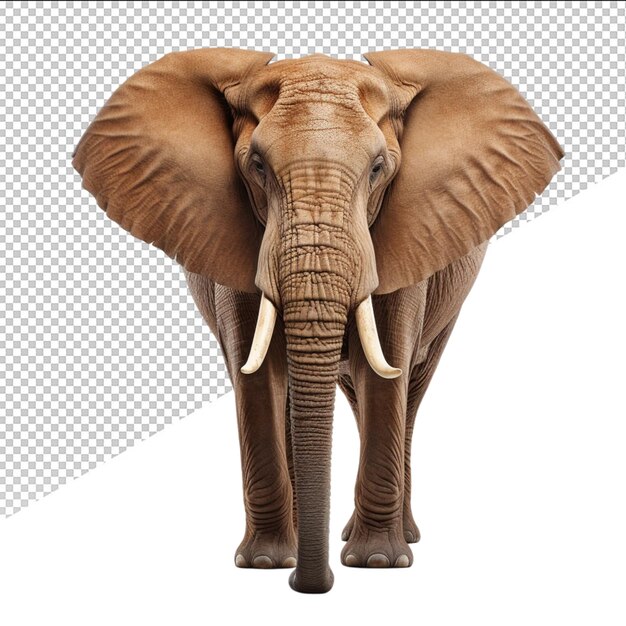 PSD a large brown elephant with large tusks on its face