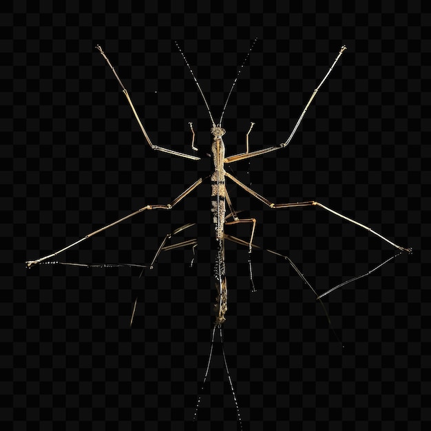 A large bug on a black background with a long shadow