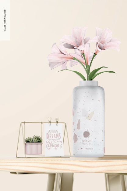 PSD large chubby vase mockup front view