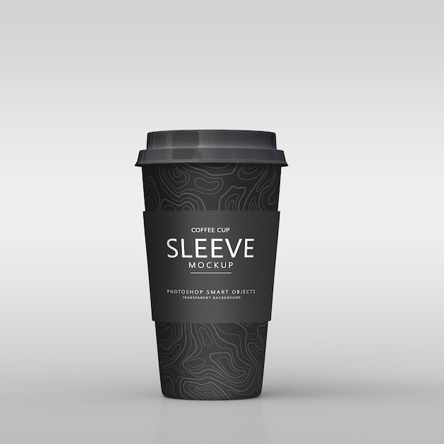 スリーブモックアップpsd付きの大きなコーヒーカップ