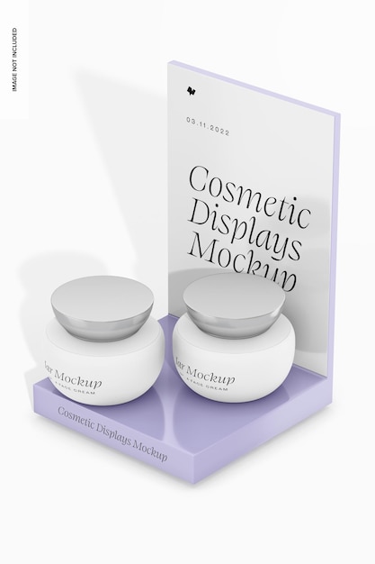 Large cosmetic display mockup, high angle view