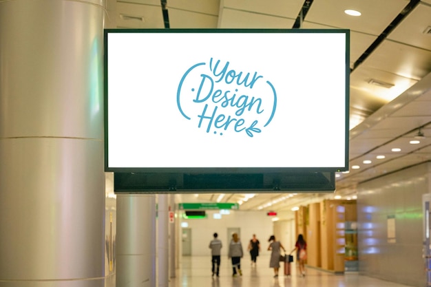 Large digital advertising screen in an airport terminal