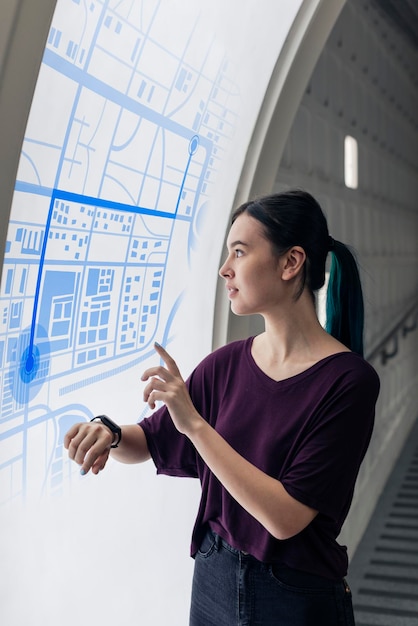 large digital screen mockup for interactive learning at futuristic school psd