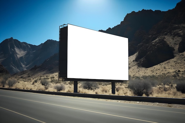 Large empty billboard mockup on highway