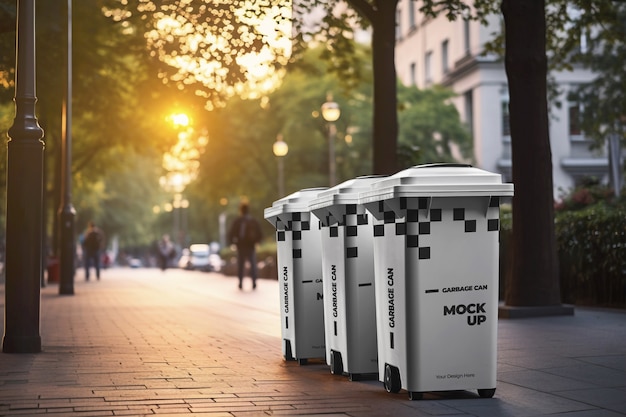 PSD large garbage can mockup