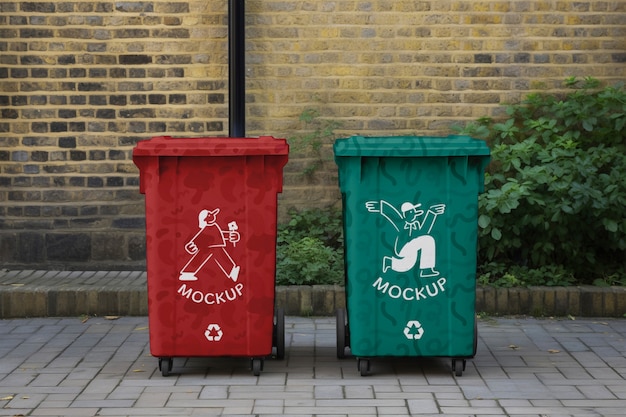 PSD large garbage can mockup