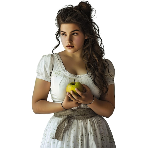 Large girl with an apple