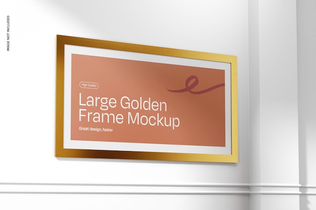 PSD large golden frame mockup perspective