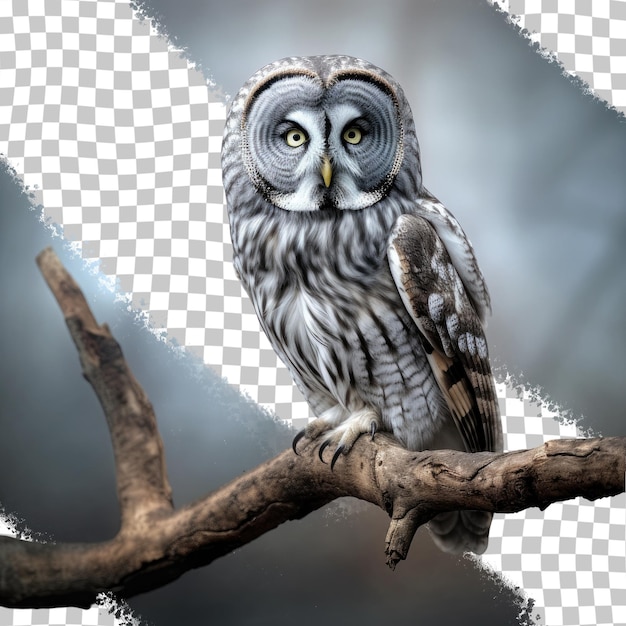 PSD large gray owl transparent background