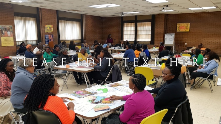 PSD large group of women participating in a workshop or conference