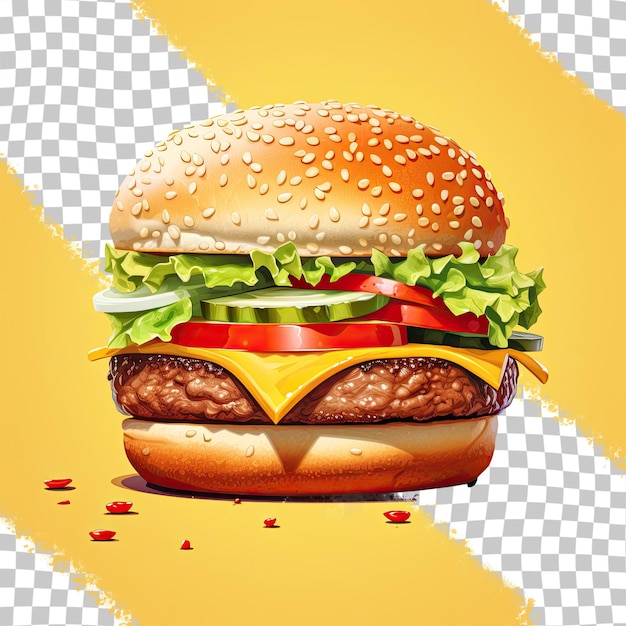 PSD large hamburger on a transparent background