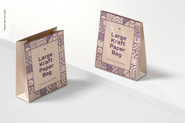 Large kraft paper bags mockup