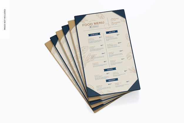 Mockup di porta menu grandi, impilati