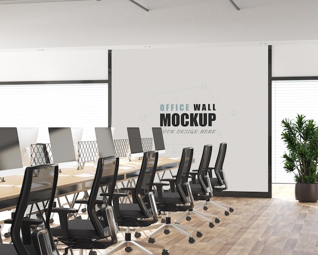 Large and modern office space wall mockup