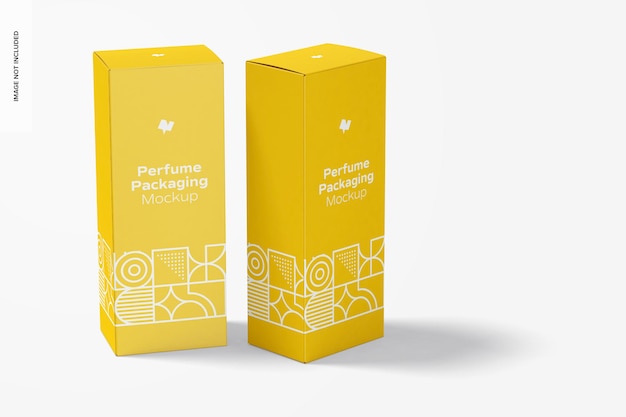 Large perfume packaging mockup, perspective