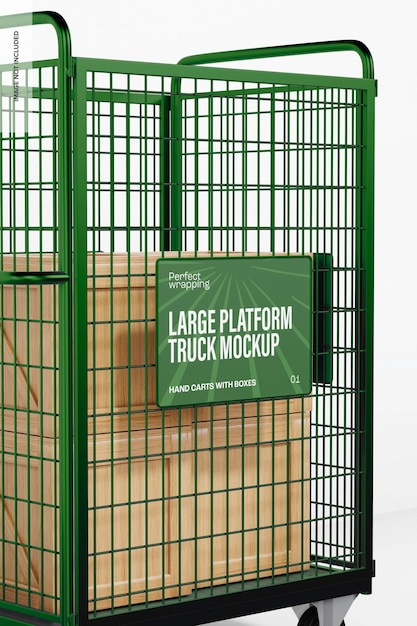 Large platform truck mockup, close up