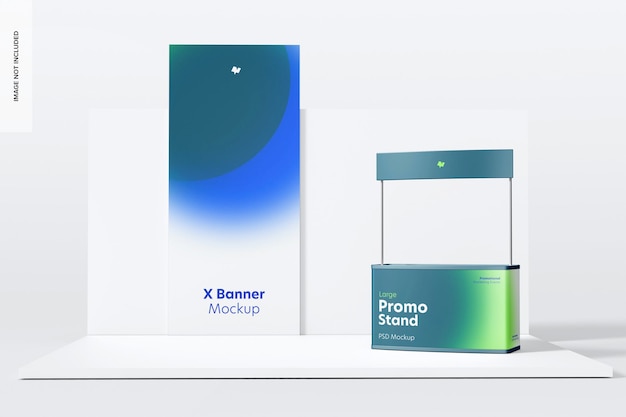 PSD large promo stand mockup, left view