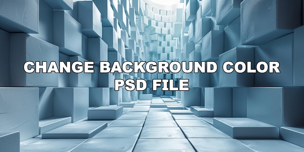 PSD a large room with many white blocks stock background