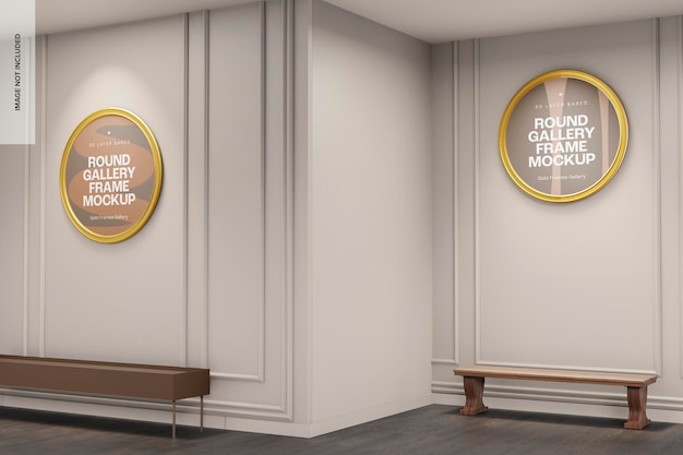 Large round gallery frames mockup