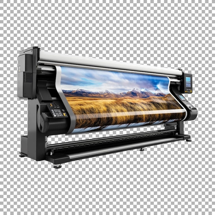 PSD large scale plotter printer on transparent background ai generated