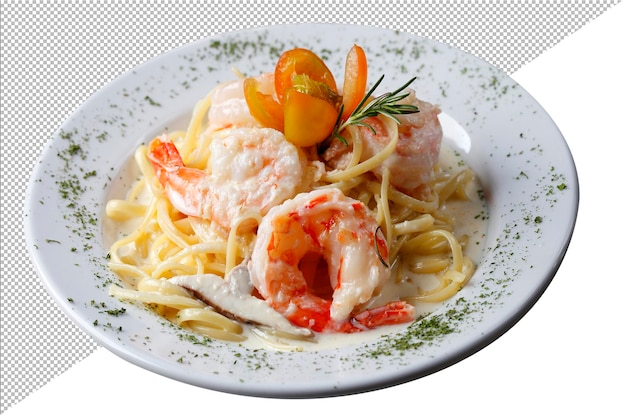 Large shrimp with pasta