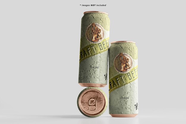 Large sleek beer can mockup with condensation effect