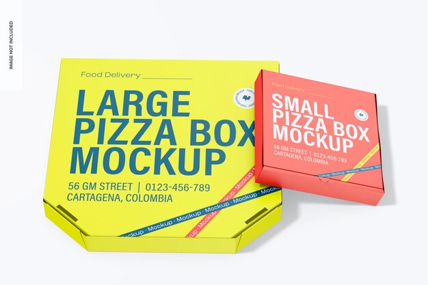 PSD large and small pizza boxes mockup leaned